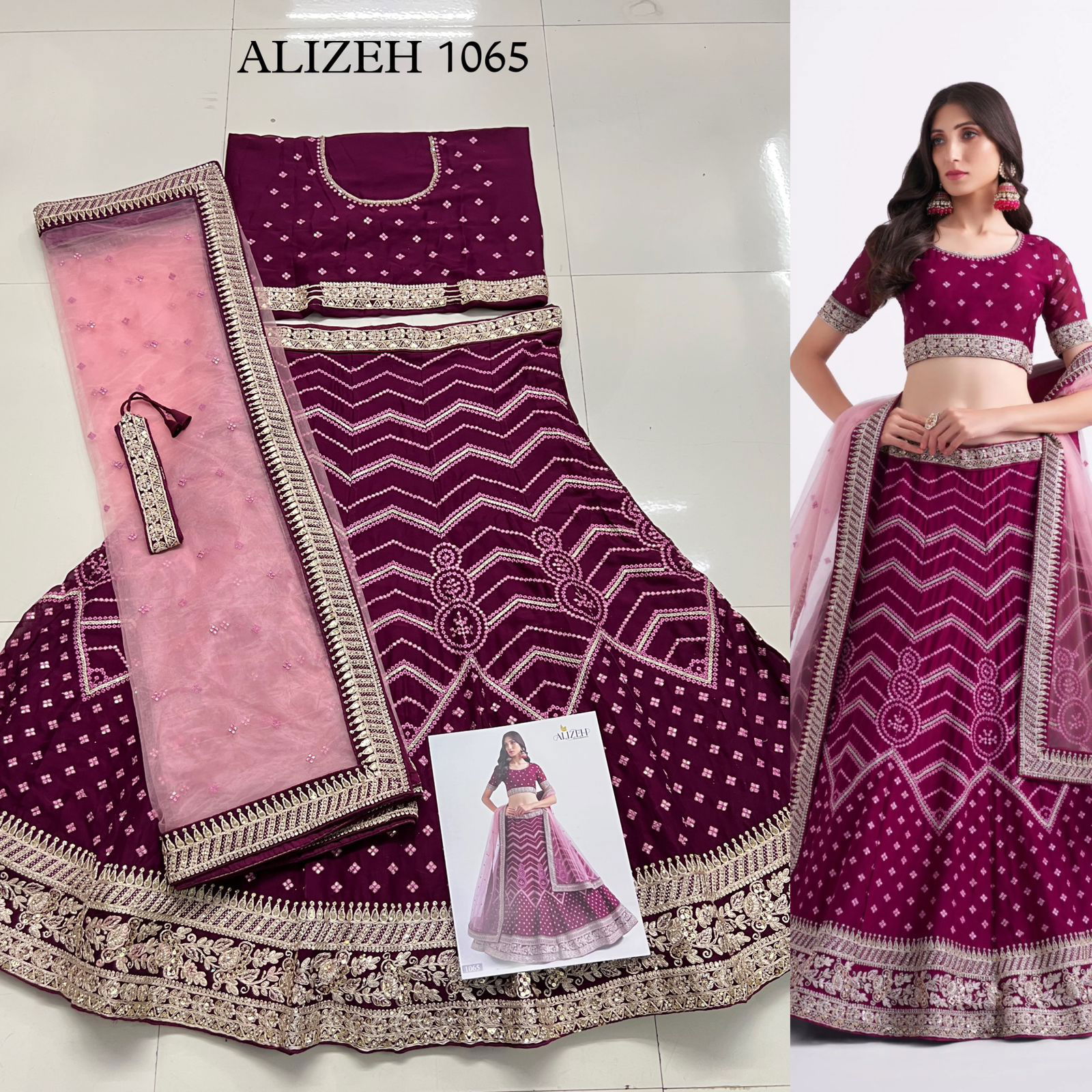Alizeh Bridal Heritage Premium 1065 Silky Georgette Lehenga Choli Wholesale Online